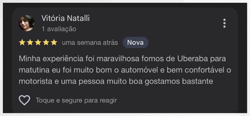 Avaliação real de cliente da JR TOUR
