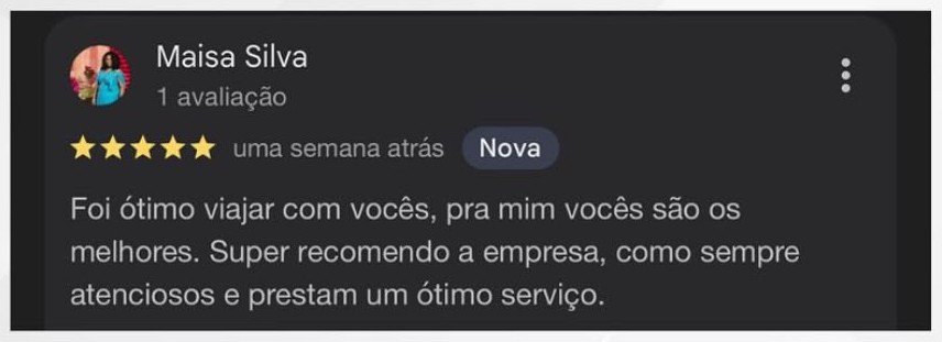 Avaliação real de cliente da JR TOUR