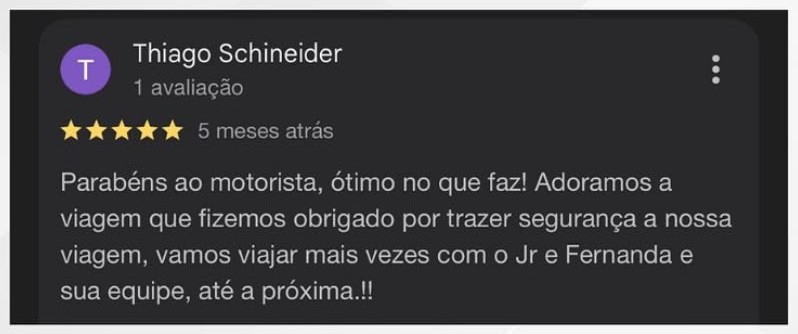 Avaliação real de cliente da JR TOUR